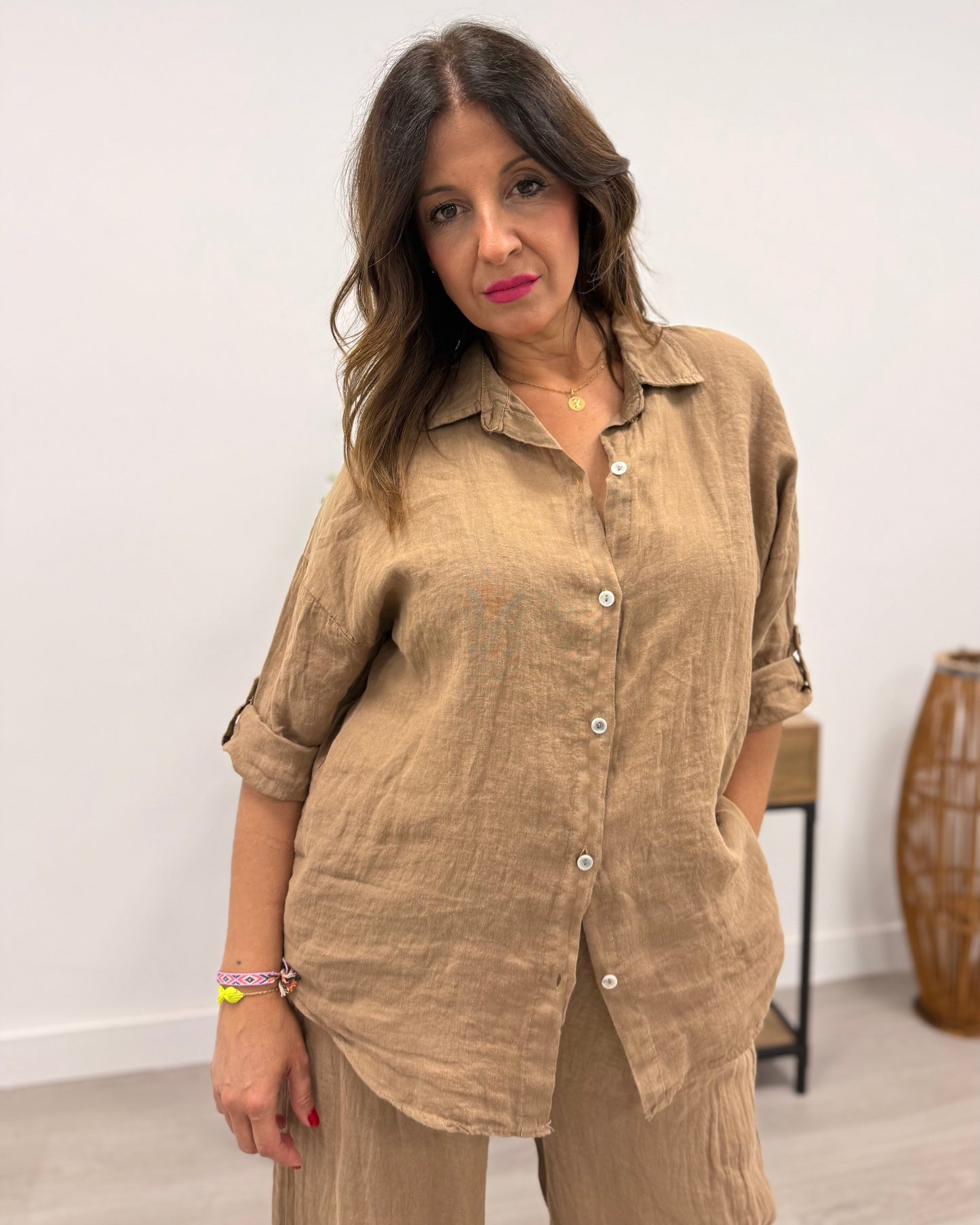 Conjunto de lino tierra