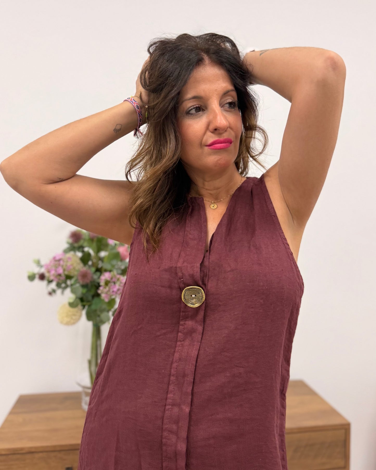 Vestido sin mangas de lino