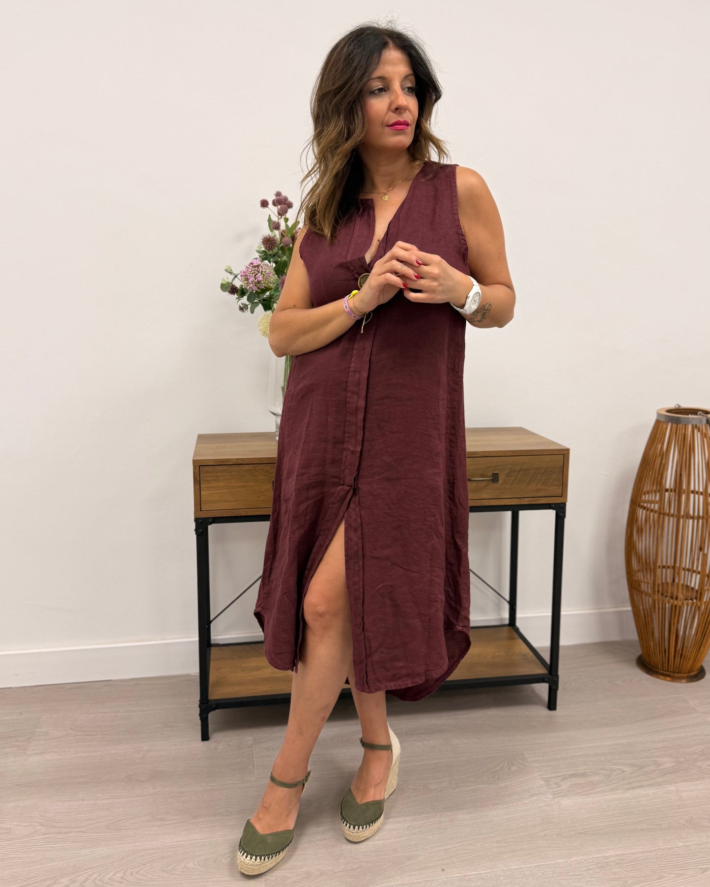 Vestido sin mangas de lino