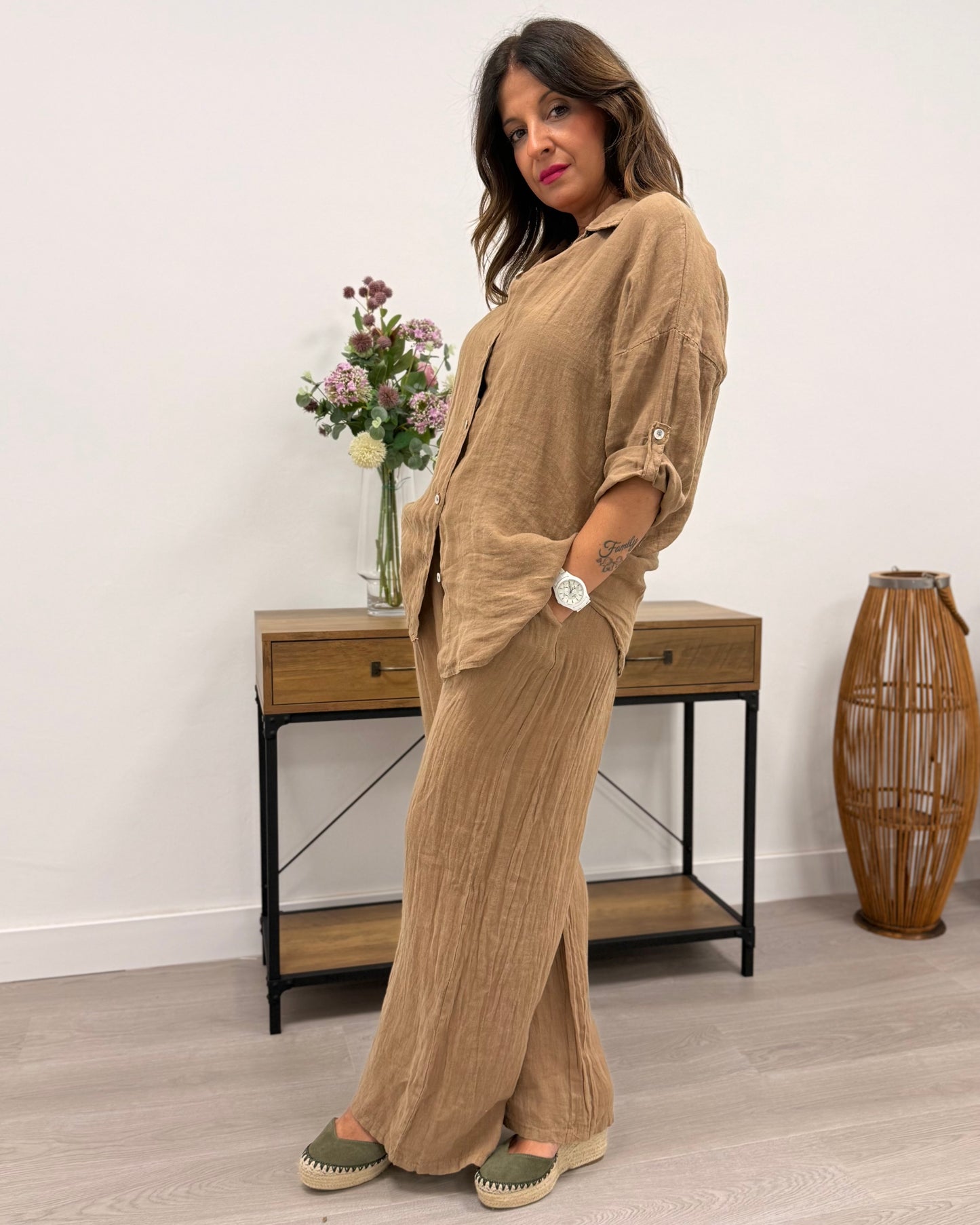 Conjunto de lino tierra