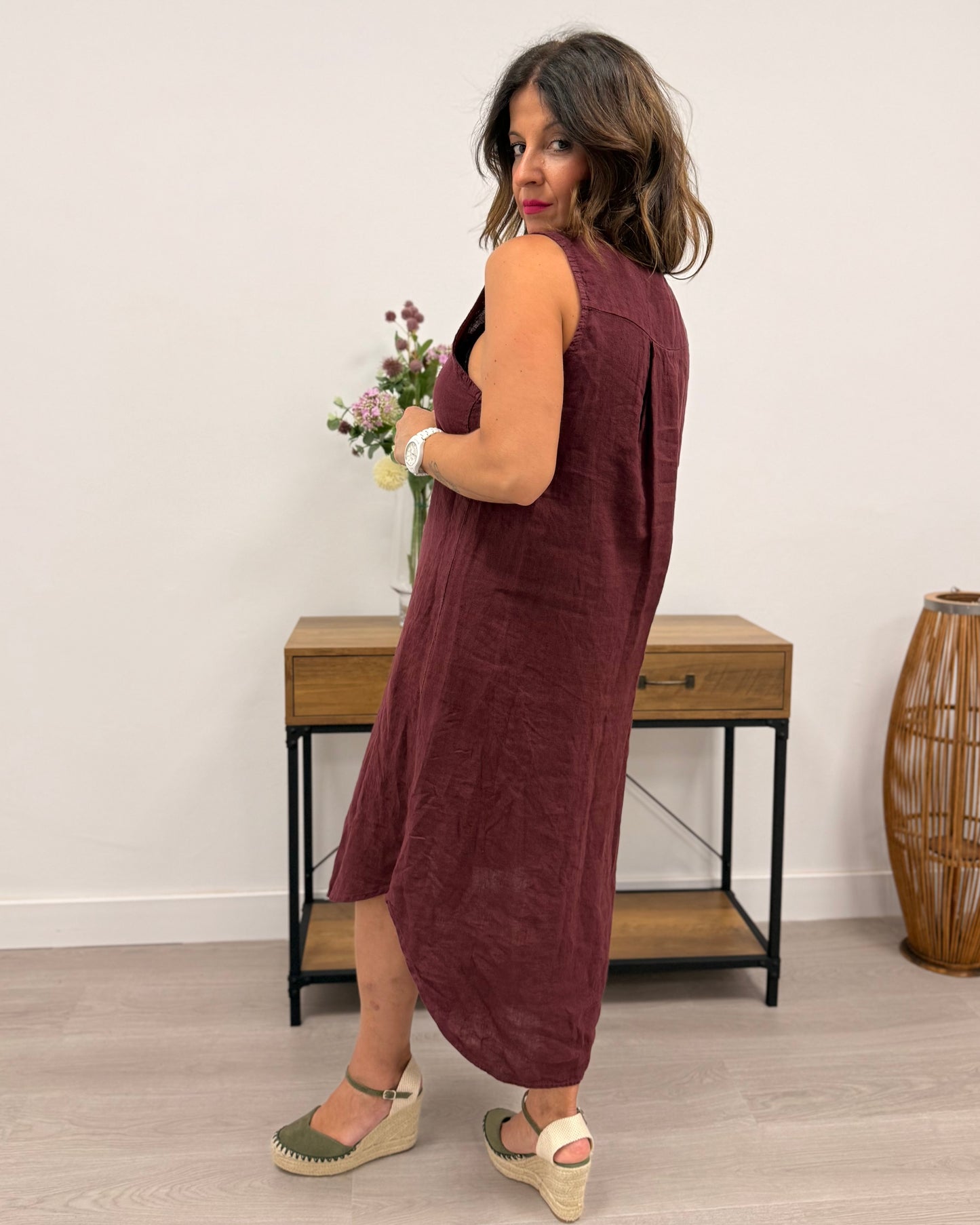 Vestido sin mangas de lino