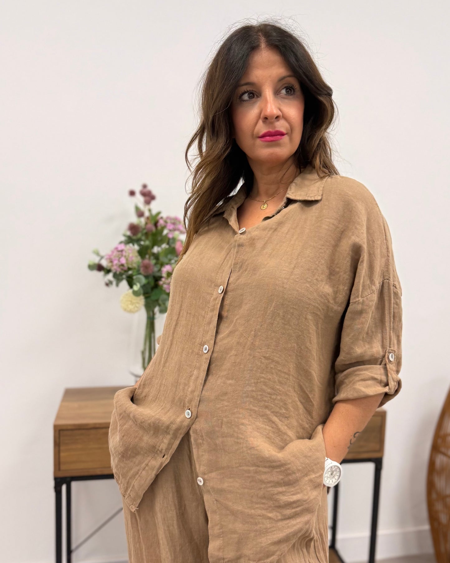 Conjunto de lino tierra