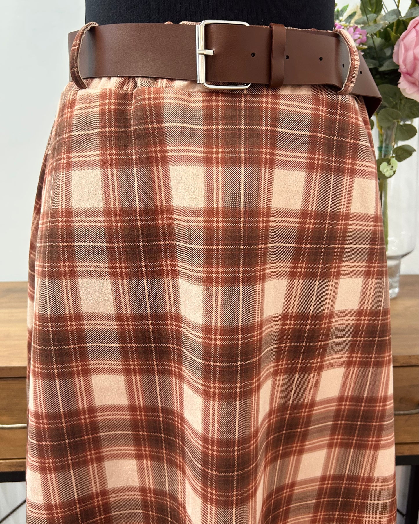 Falda cuadros cinturón