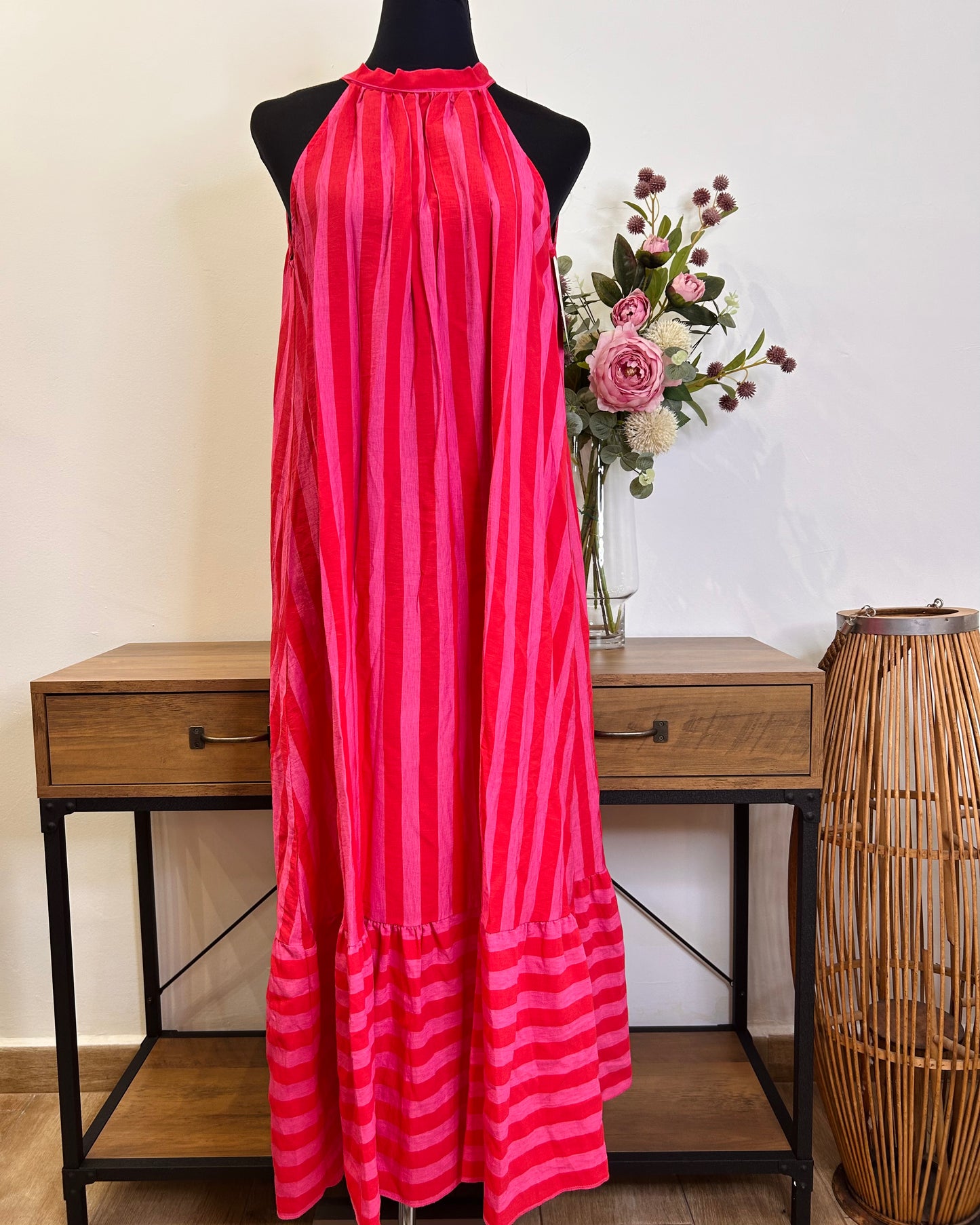 Vestido raya volante
