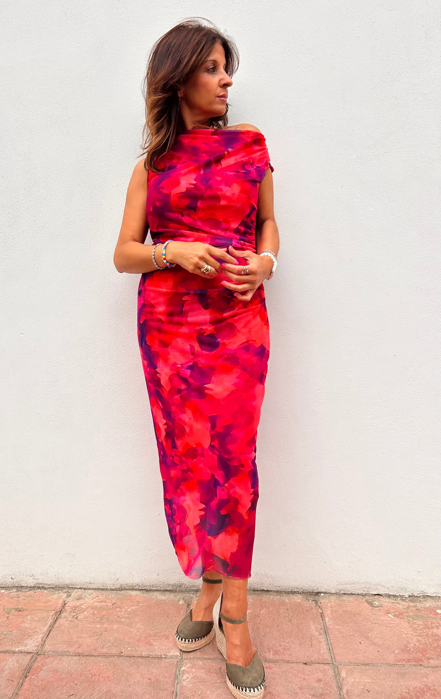 Vestido estampado tull