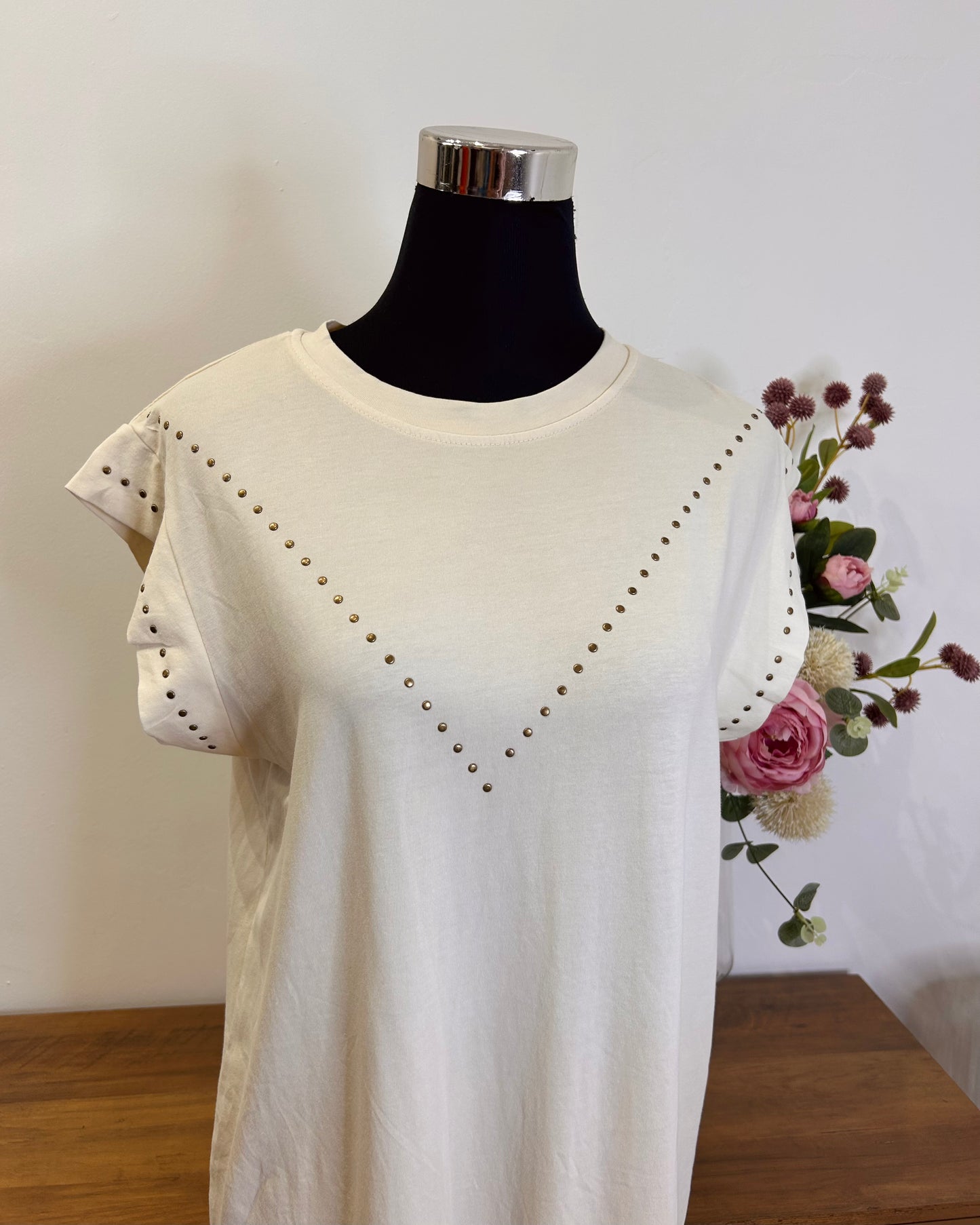 Vestido algodón tacha plata