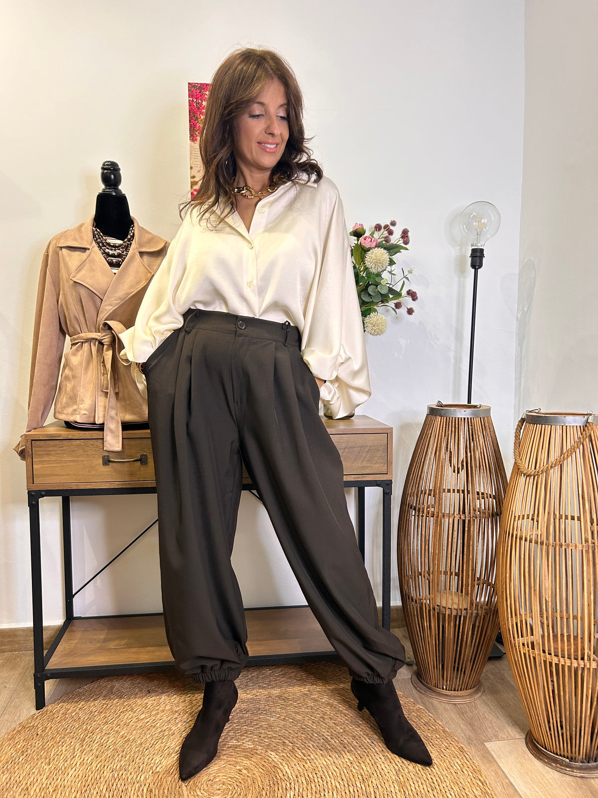 Pantalón bombacho pinzas