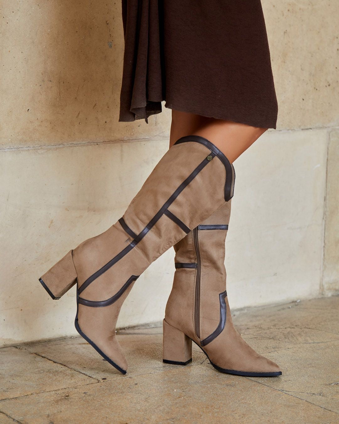 Bota alta beige
