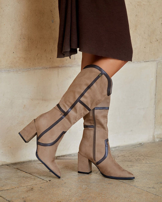 Bota alta beige