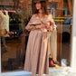 Vestido midi camel