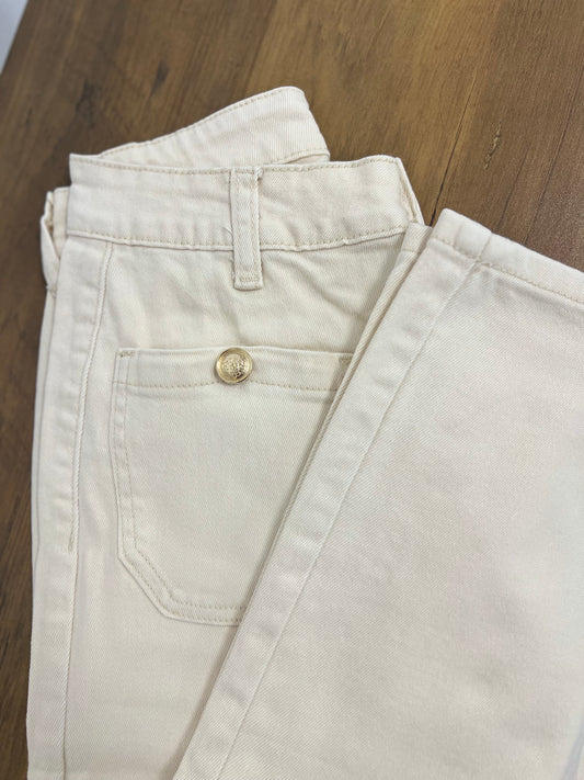 Pantalón pierna ancha beige