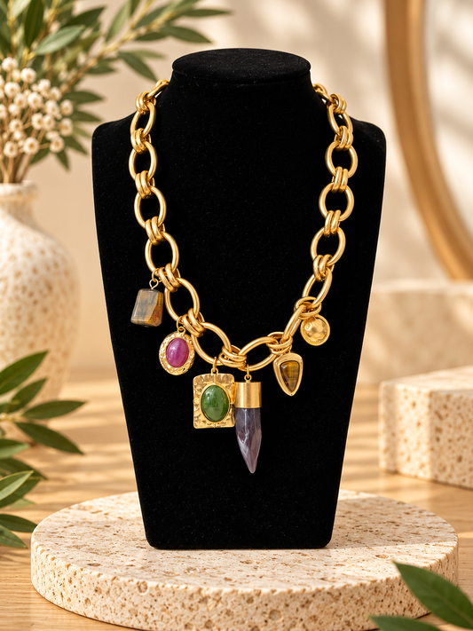 Collar eslabón piedra
