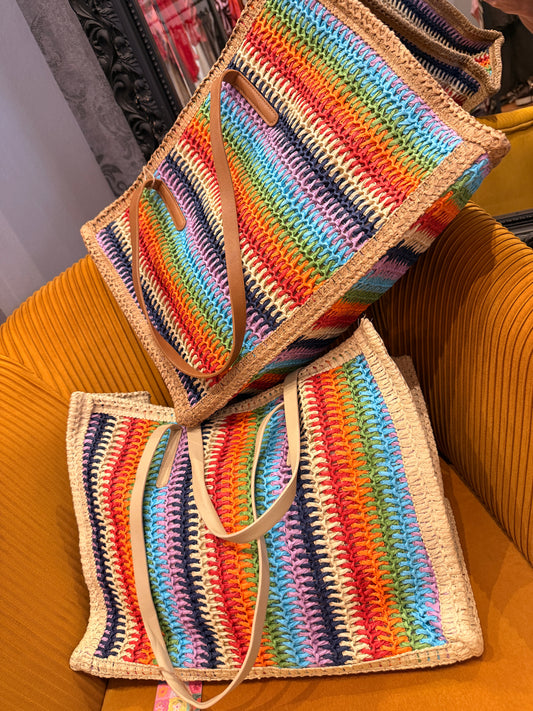 Bolso de rafia multicolor