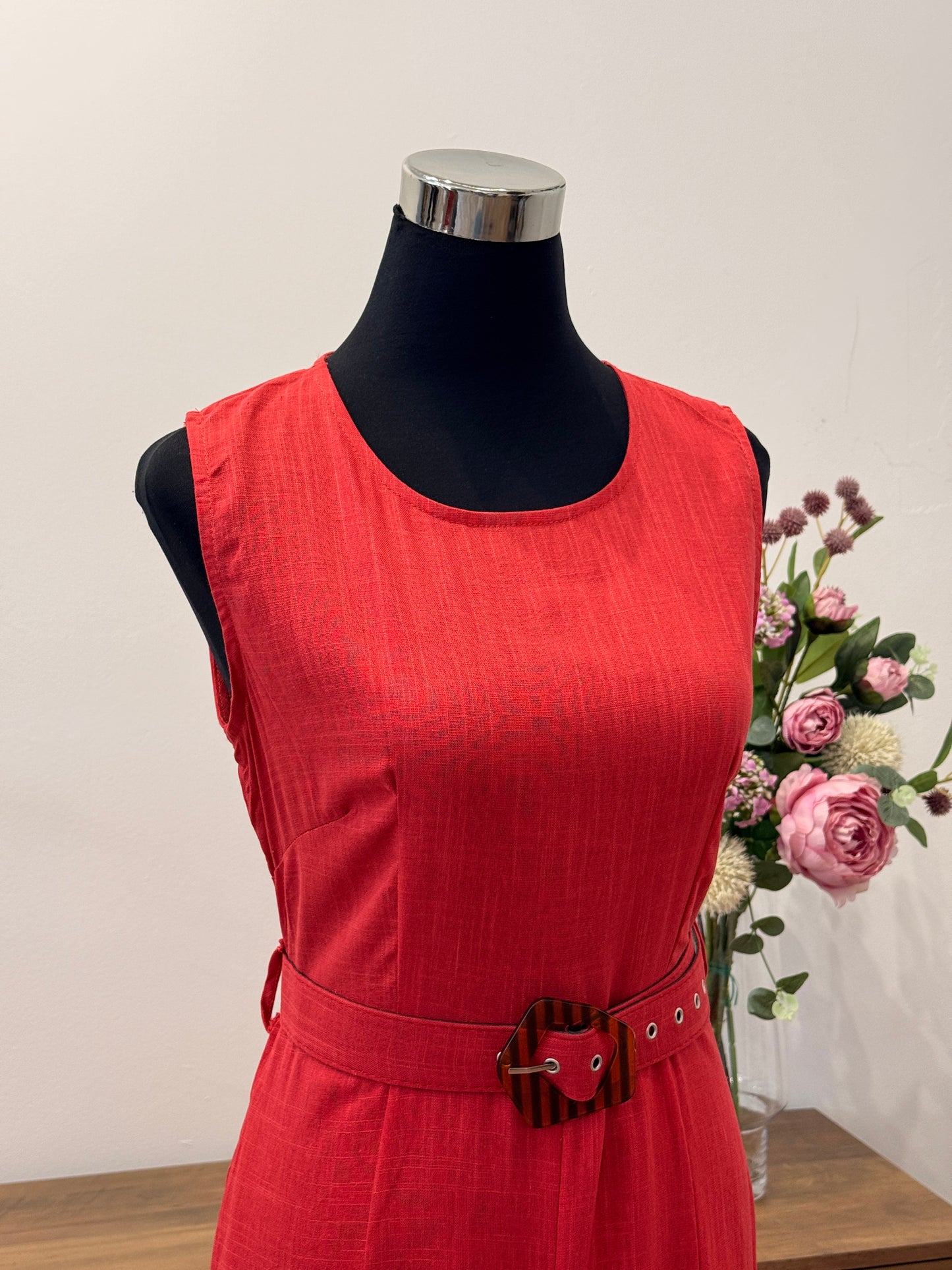 Vestido gasa con cinturón