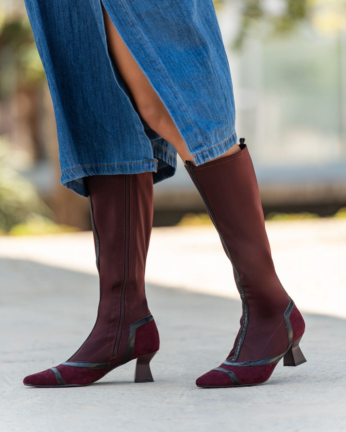 Bota alta burdeos