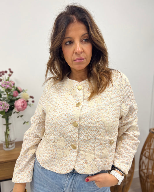 Chaqueta tweed bordada