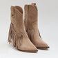 Botín beige flecos