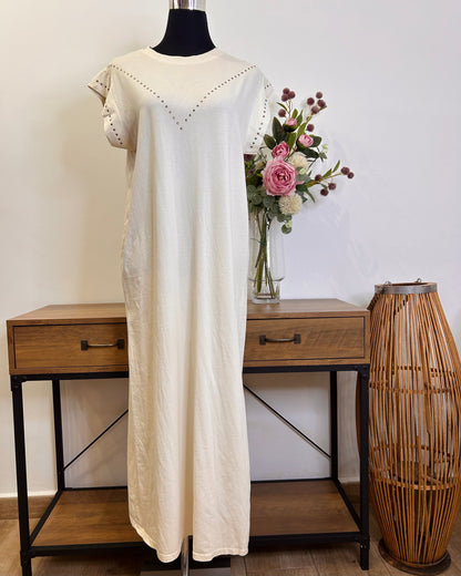 Vestido algodón tacha plata