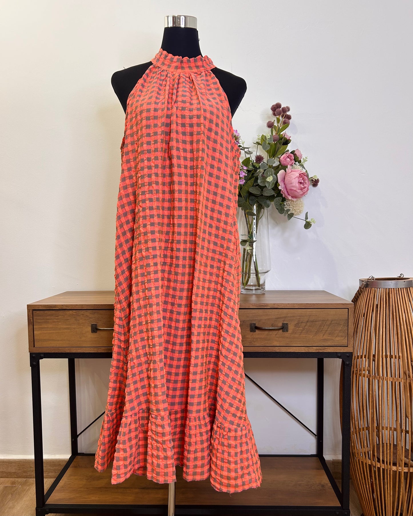 Vestido vichy naranja