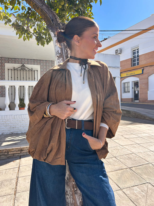 Chaqueta antelina murciélago