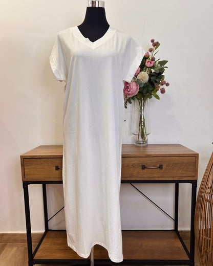 Vestido de algodón cuello pico