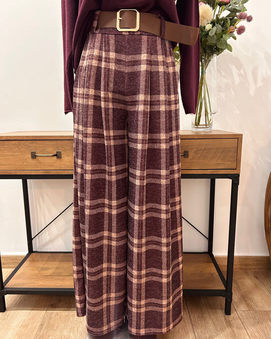 Pantalón cuadros palazzo