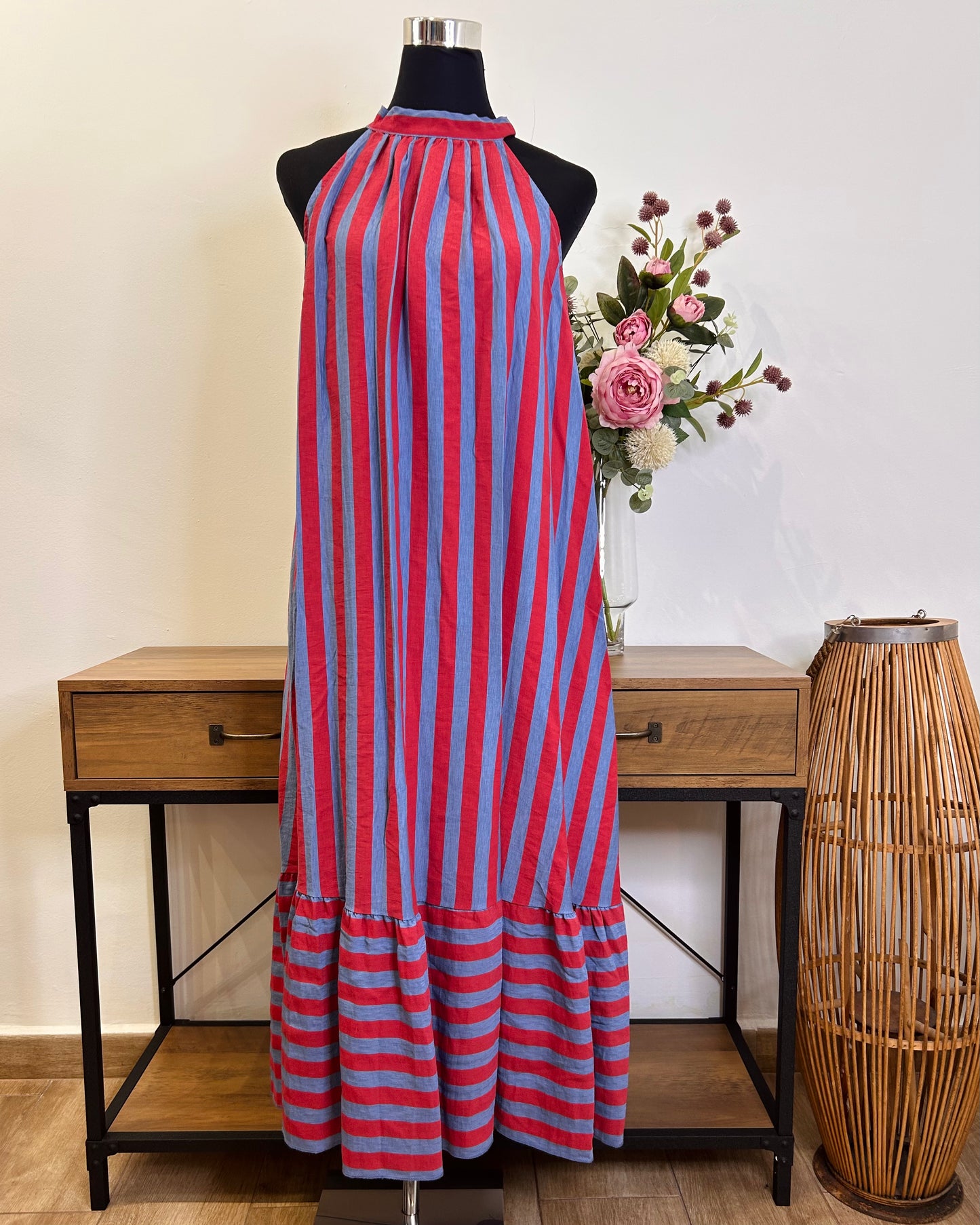 Vestido raya volante