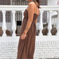 Vestido marrón escote aro