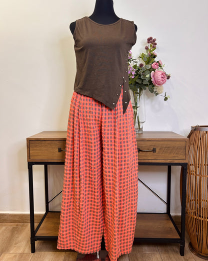 Pantalón cuadros barrel