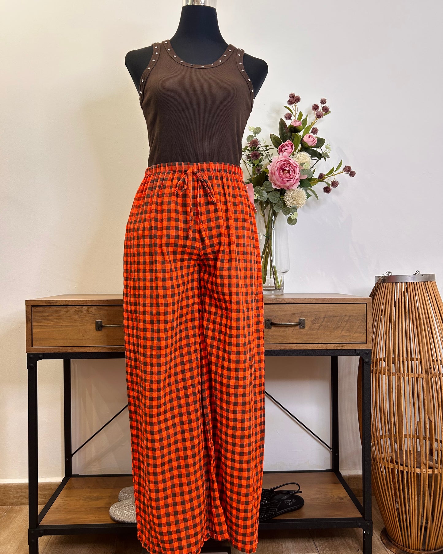 Pantalón cuadros recto