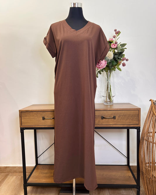 Vestido de algodón cuello pico
