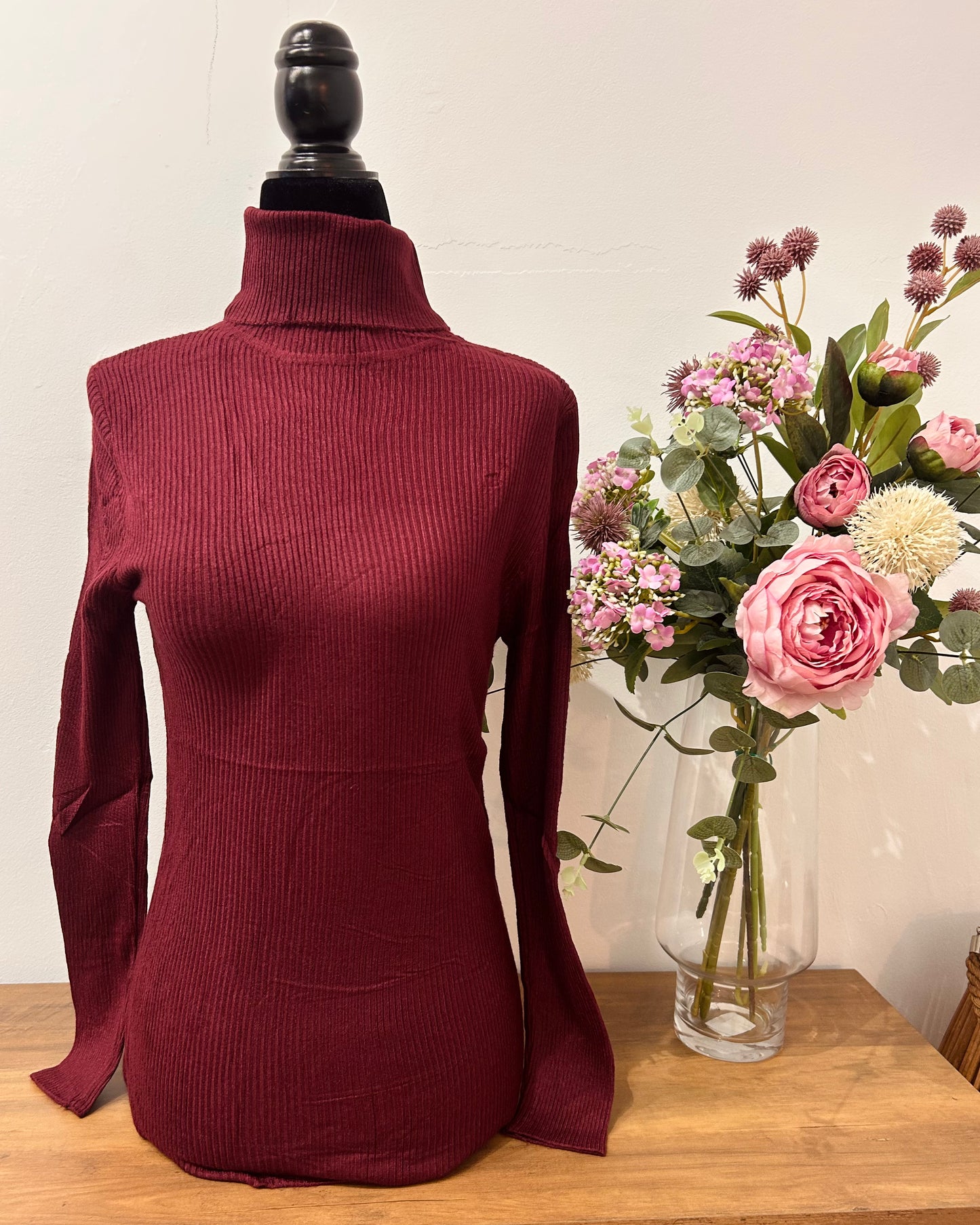 Jersey cuello vuelto canalé