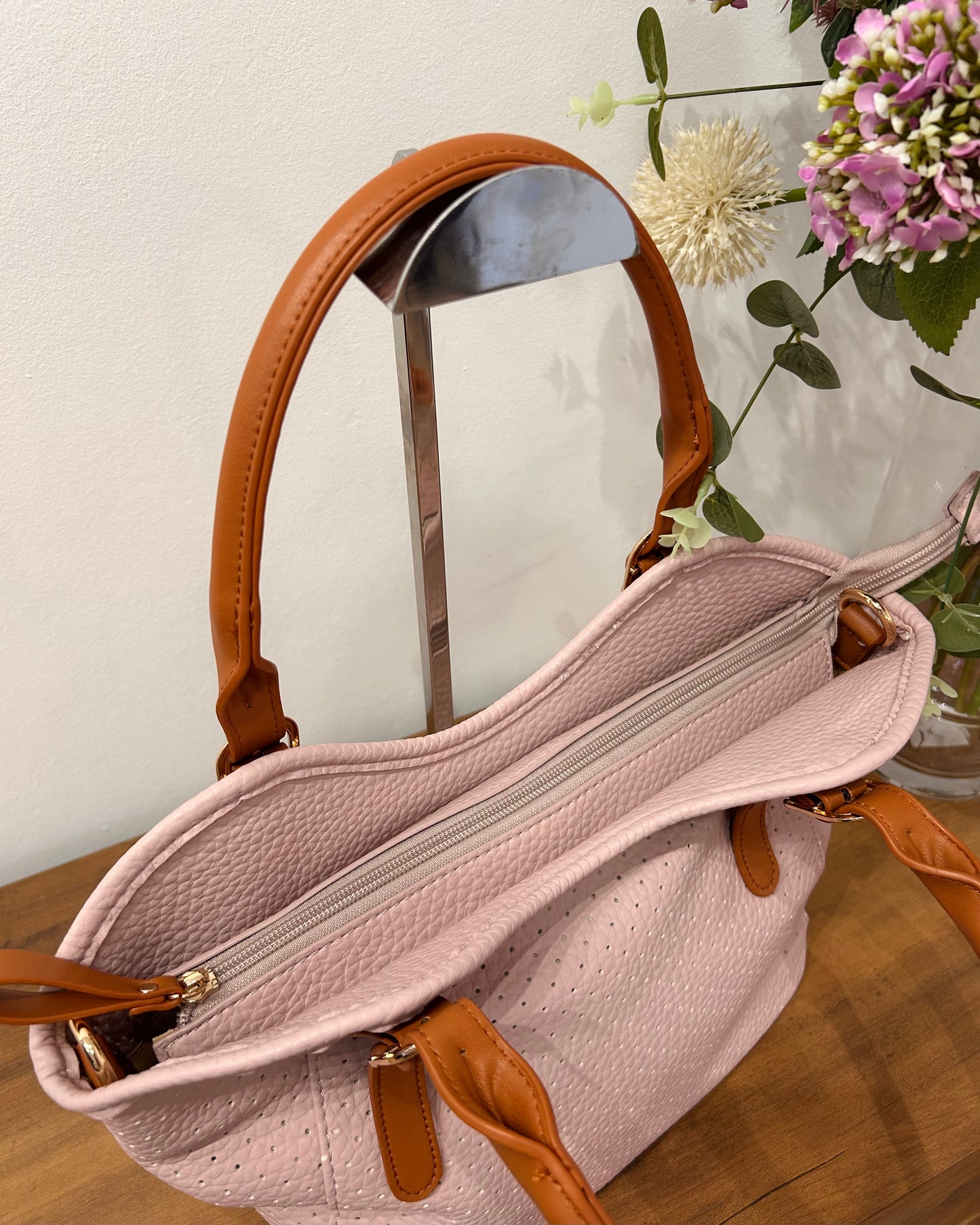 Bolso piel rosa