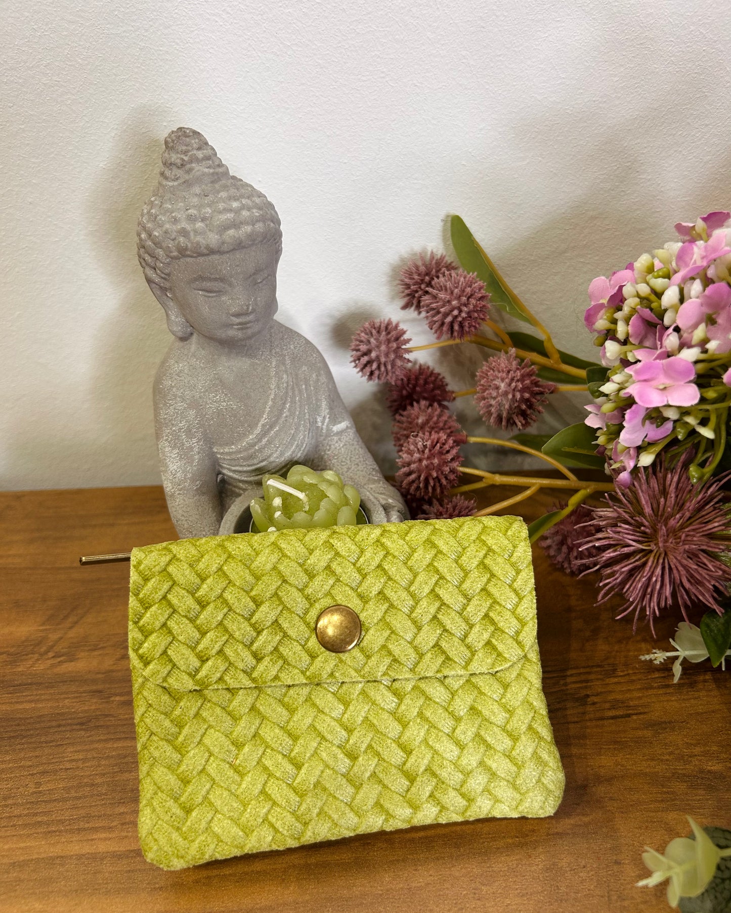 Cartera mini trenzada piel