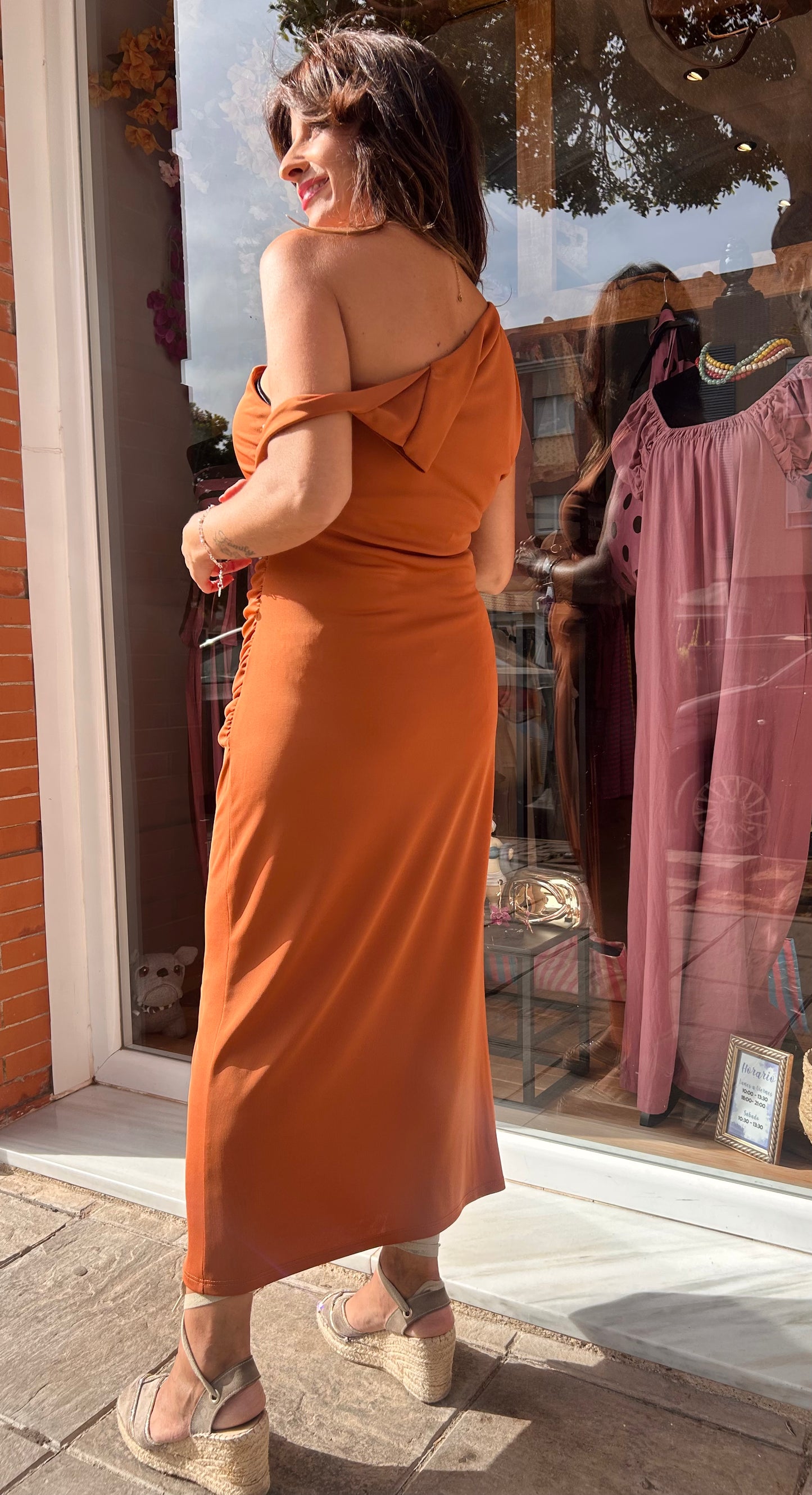 Vestido licra drapeado