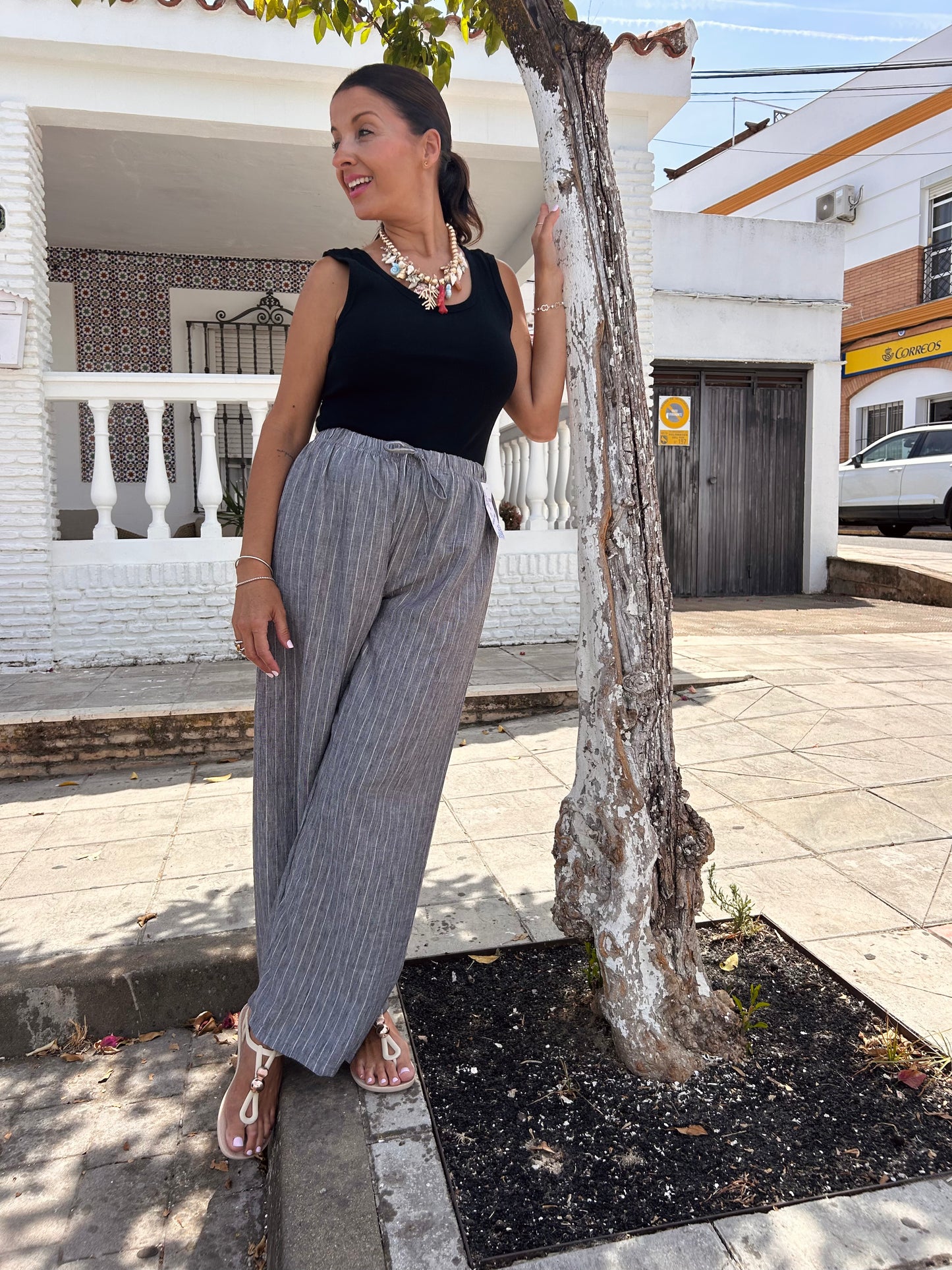Pantalón raya plateada