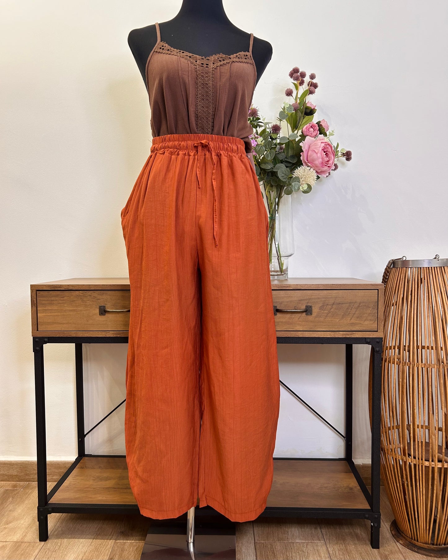 Pantalón de gasa barrel