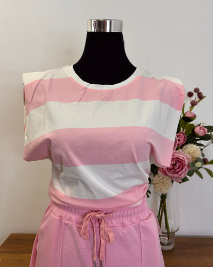 Camiseta algodón raya hombrera pequeña