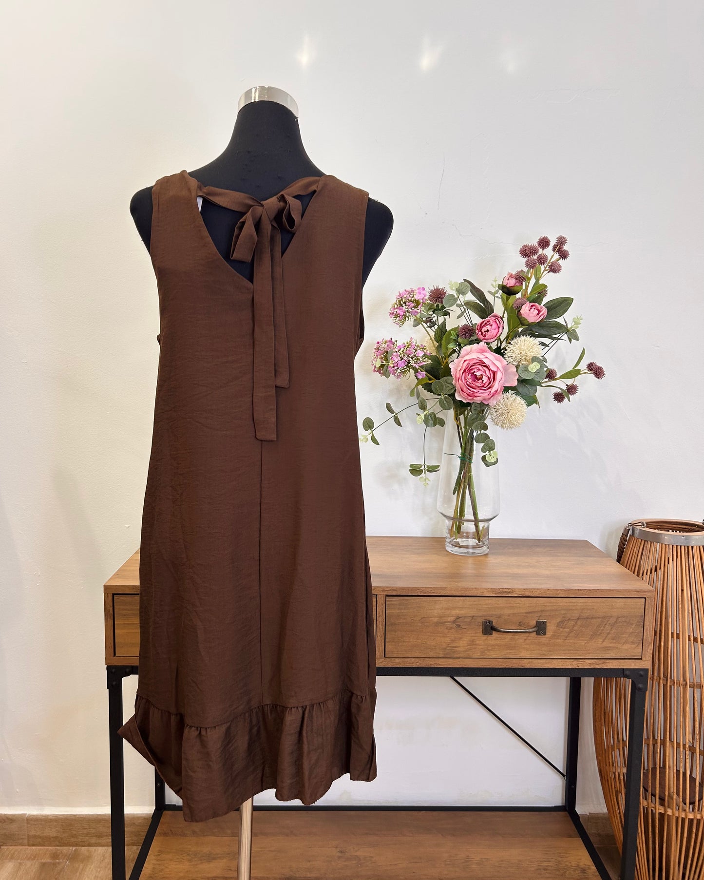 Vestido corto marrón