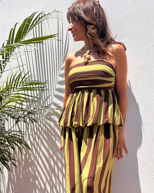 Top raya verde/marrón