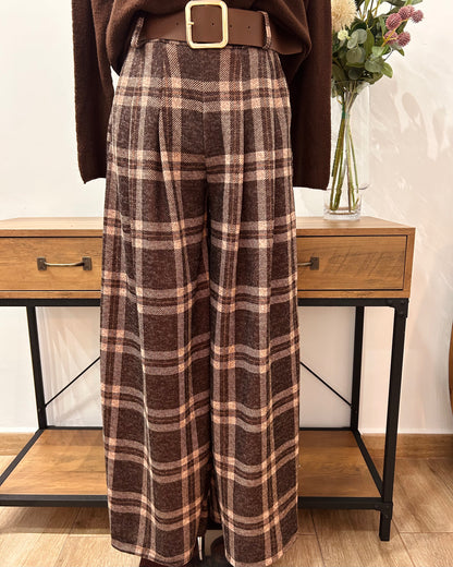 Pantalón cuadros palazzo