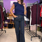 Vaquero wide leg raya verde