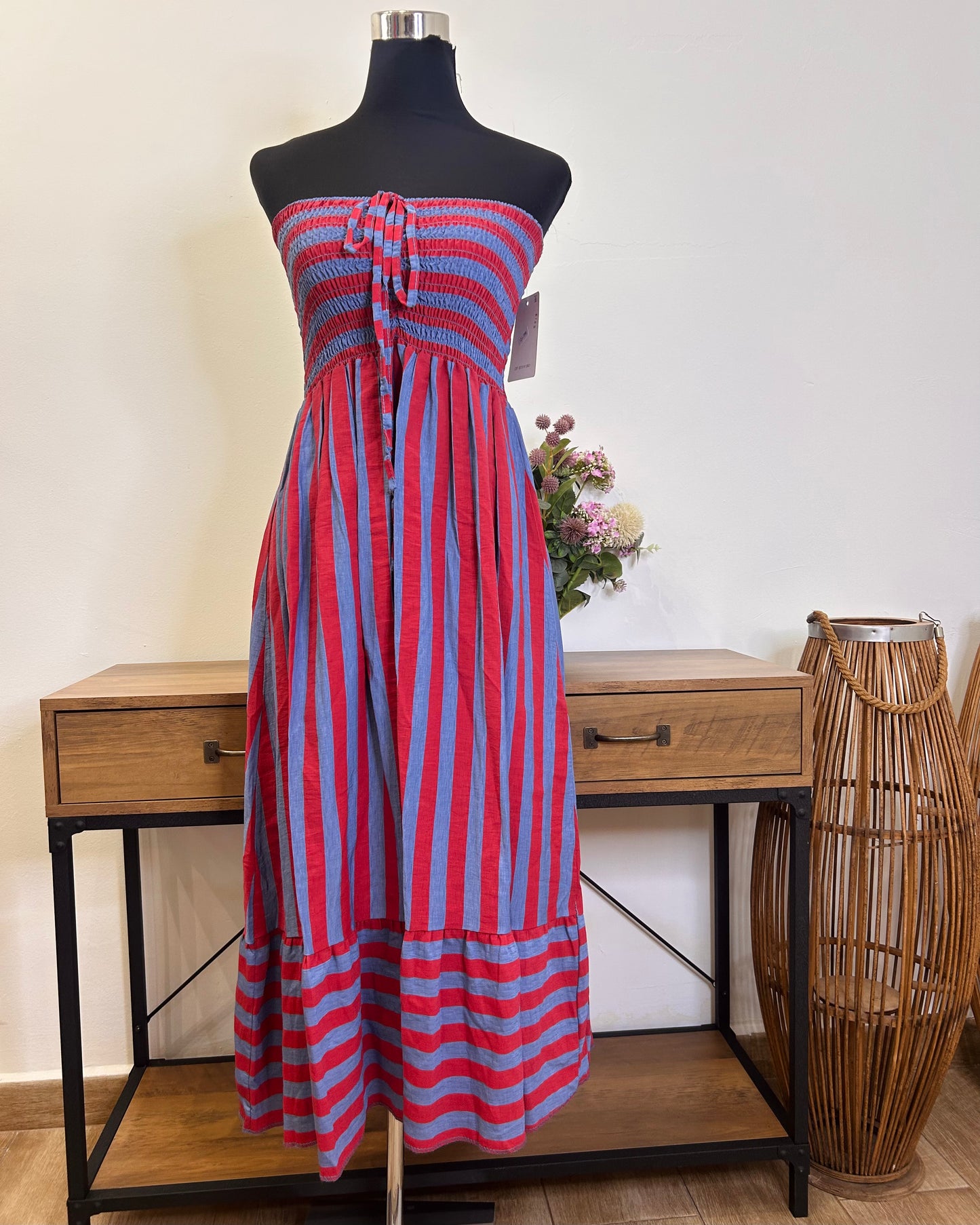 Vestido raya palabra de honor