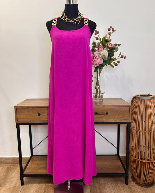Vestido gasa tiranta cadena