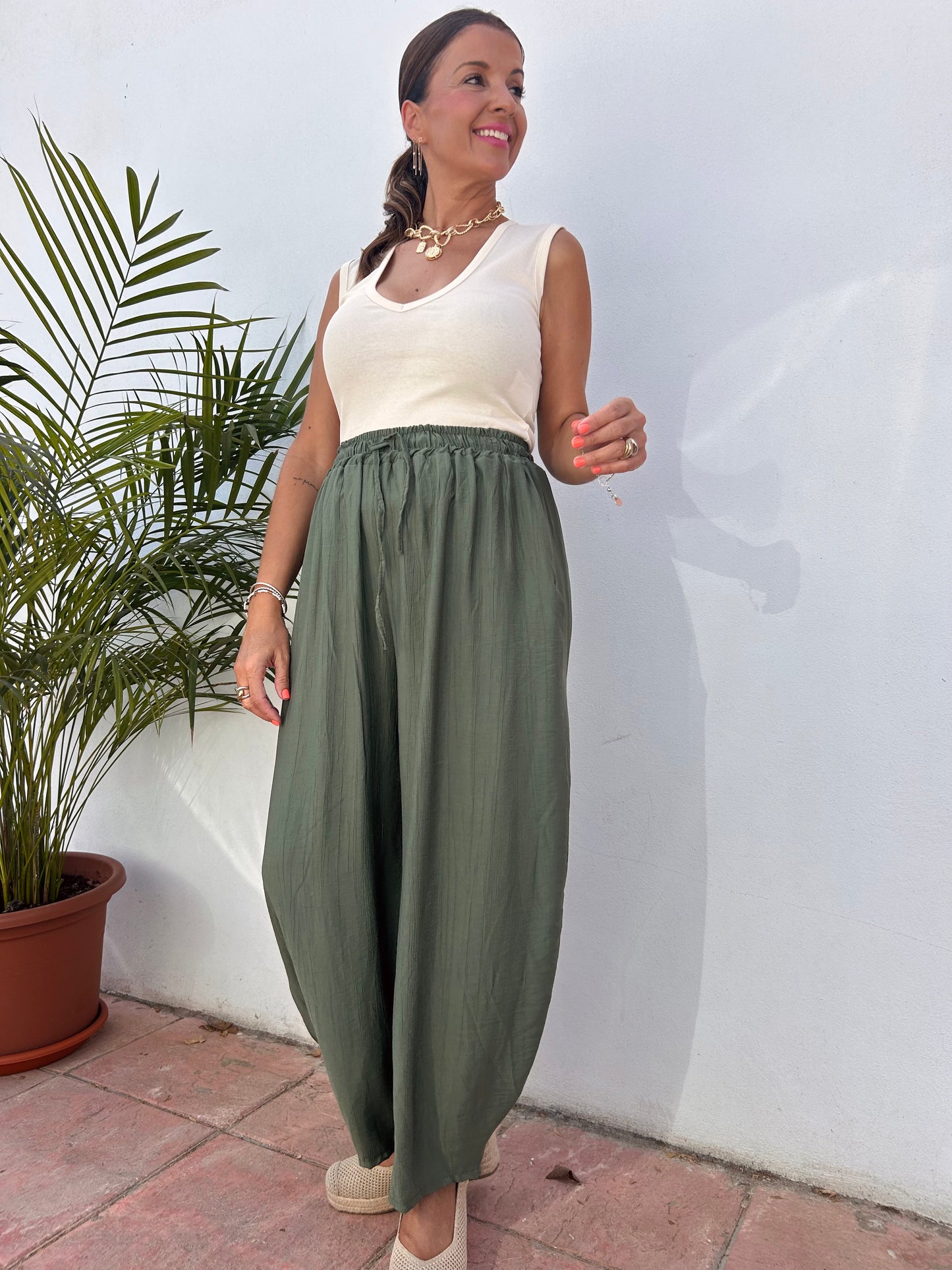 Pantalón de gasa barrel