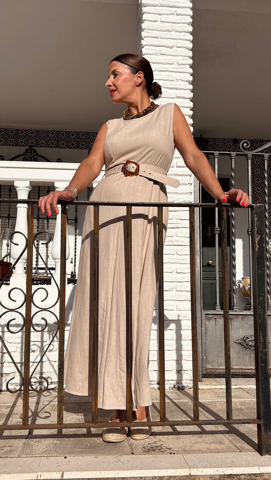 Vestido gasa con cinturón