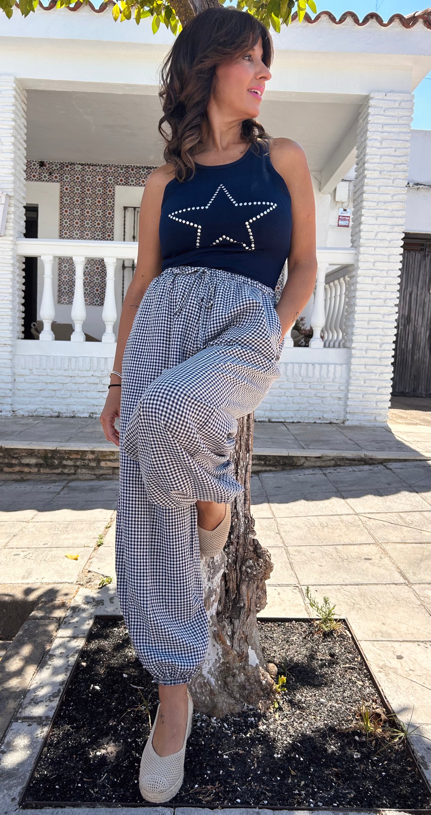 Pantalón cuadros bombacho