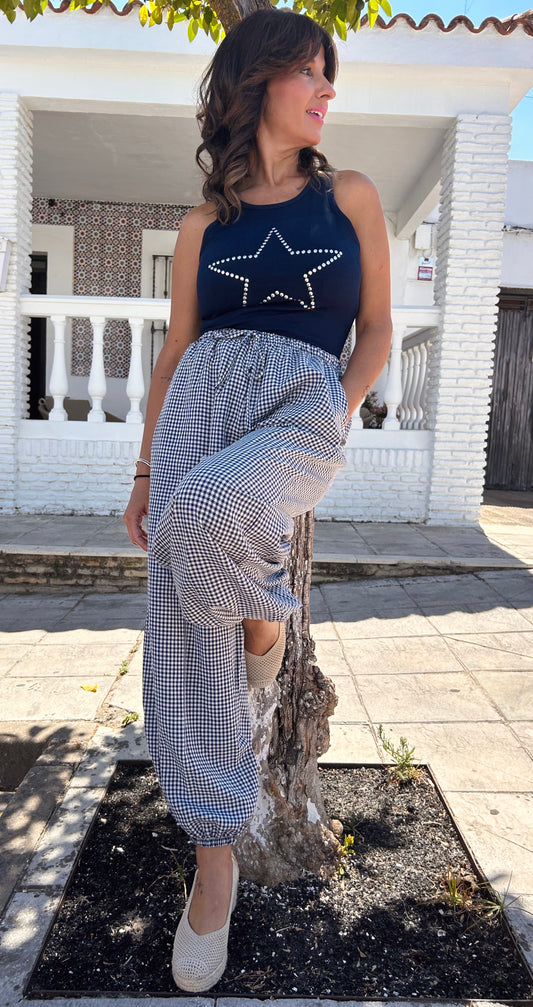 Pantalón cuadros bombacho