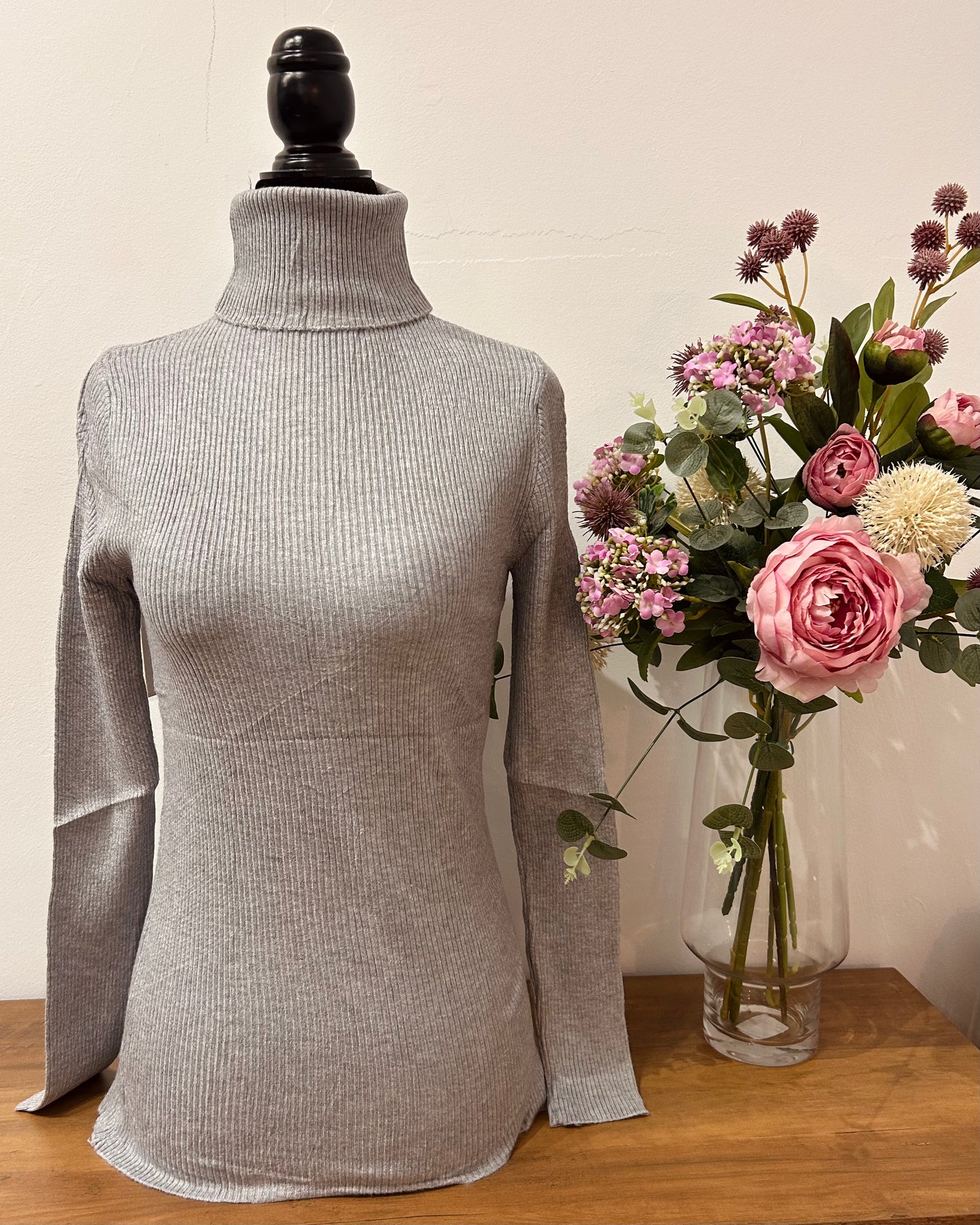 Jersey cuello vuelto canalé