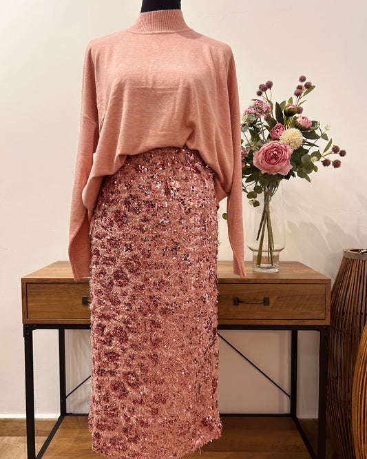 Falda lentejuela rosa